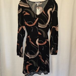 New Nine West Hi-Lo Dress, Size XL, Black Swirl